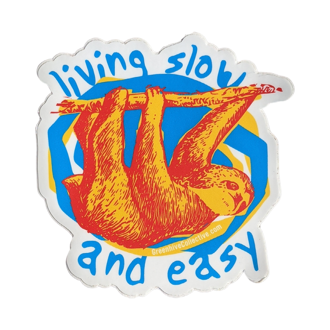 Living Slow and Easy - Sloth Sticker - GreenHive Collective